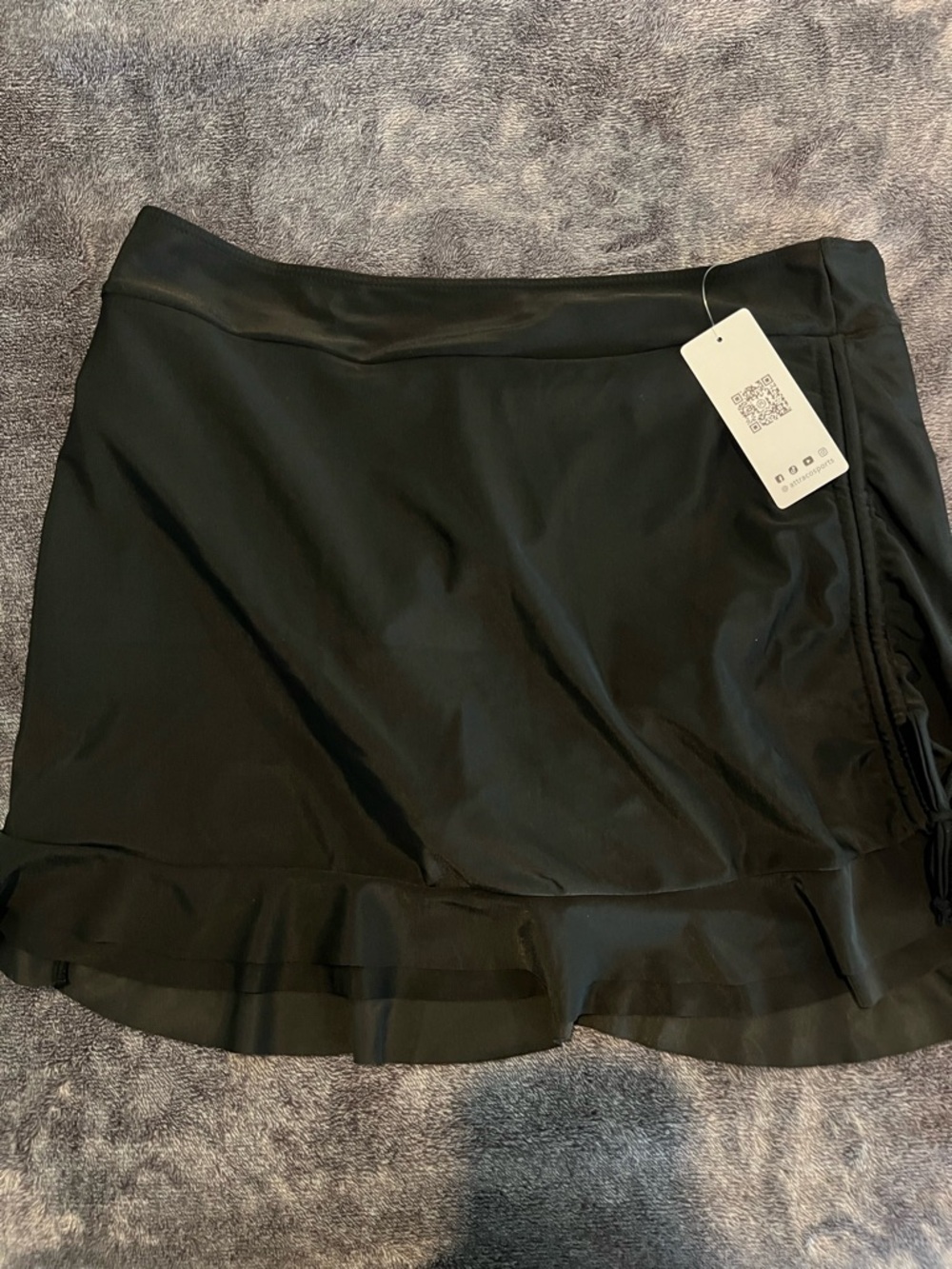 Women's Black Swim Skirt Coverup - Lightweight Ruffled Hem